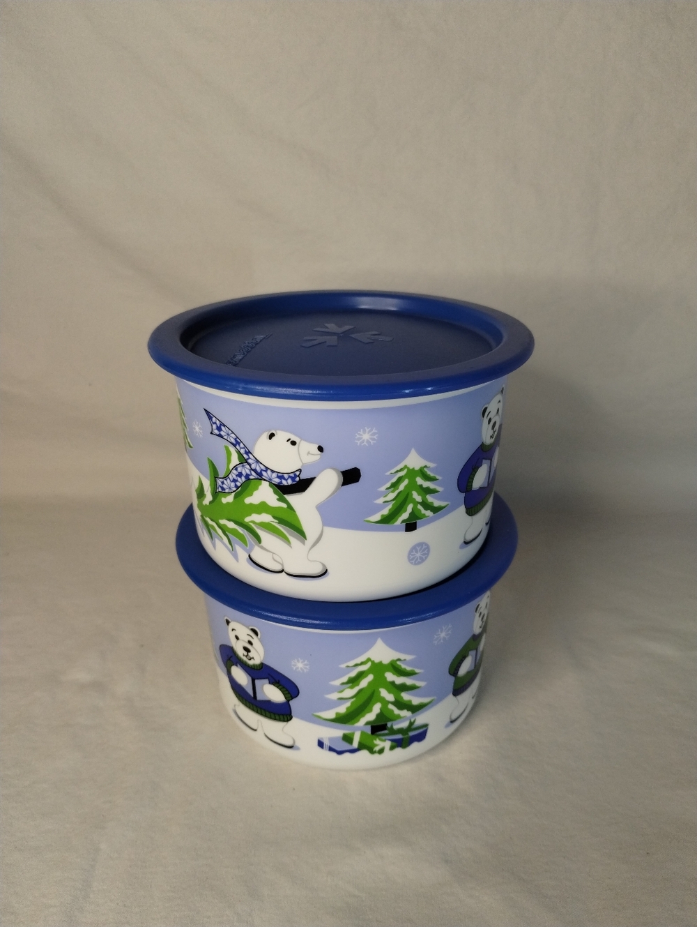 Tupperware Winter Scene Canisters - Set of 2 NEW RETIRED STOCK